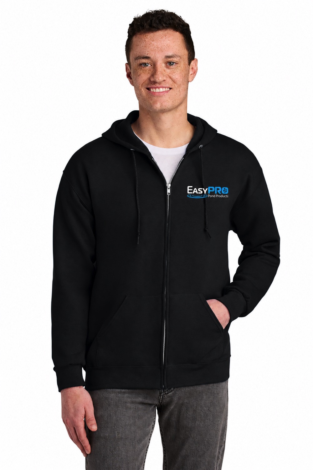 JZ343 Zip Hoodie Black Front